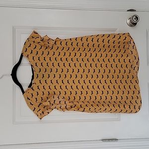 Sweet Rain polka dot dachshund flutter sleeve blouse - NWT- sz Large - orange